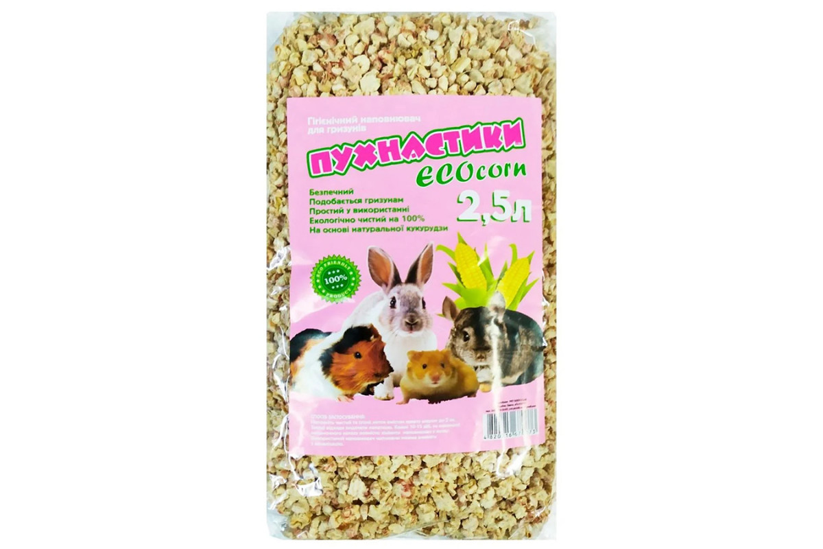 

Наполнитель кукурузный Пушистики ECOcorn 2,5л для грызунов