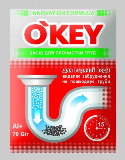 

Гранулы для прочистки канализационных труб O'key для горячей воды 70 г