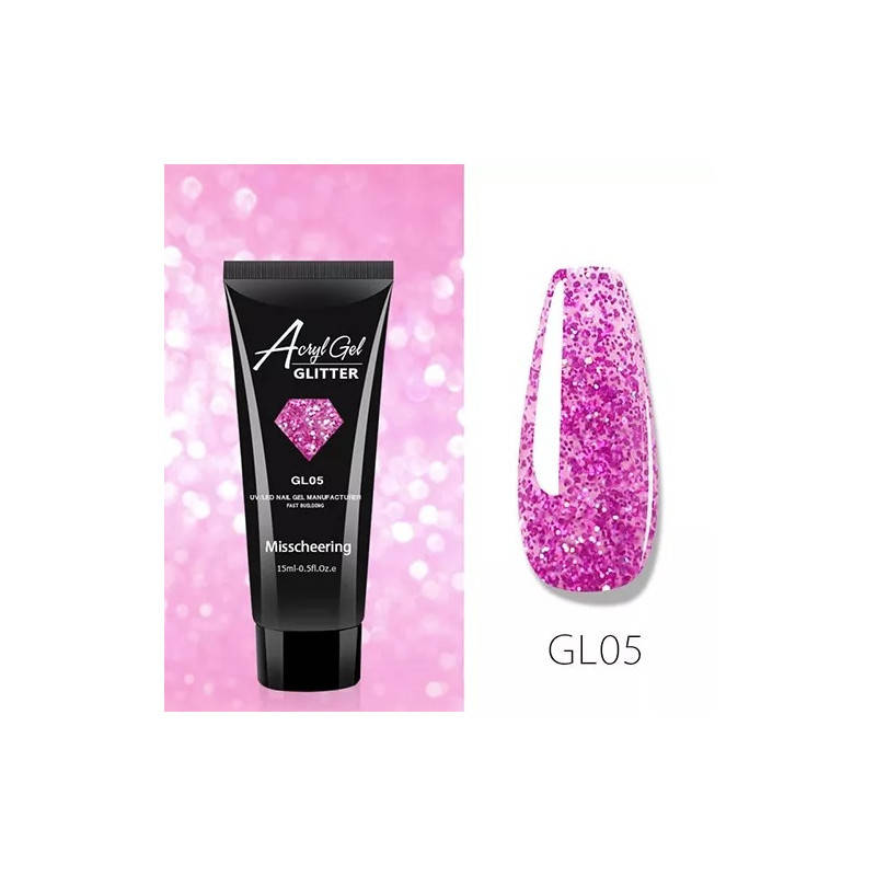 

Полигель (акригель) AcrylGel Professional GLITTER GL 05, 15мл, Фиолетовый