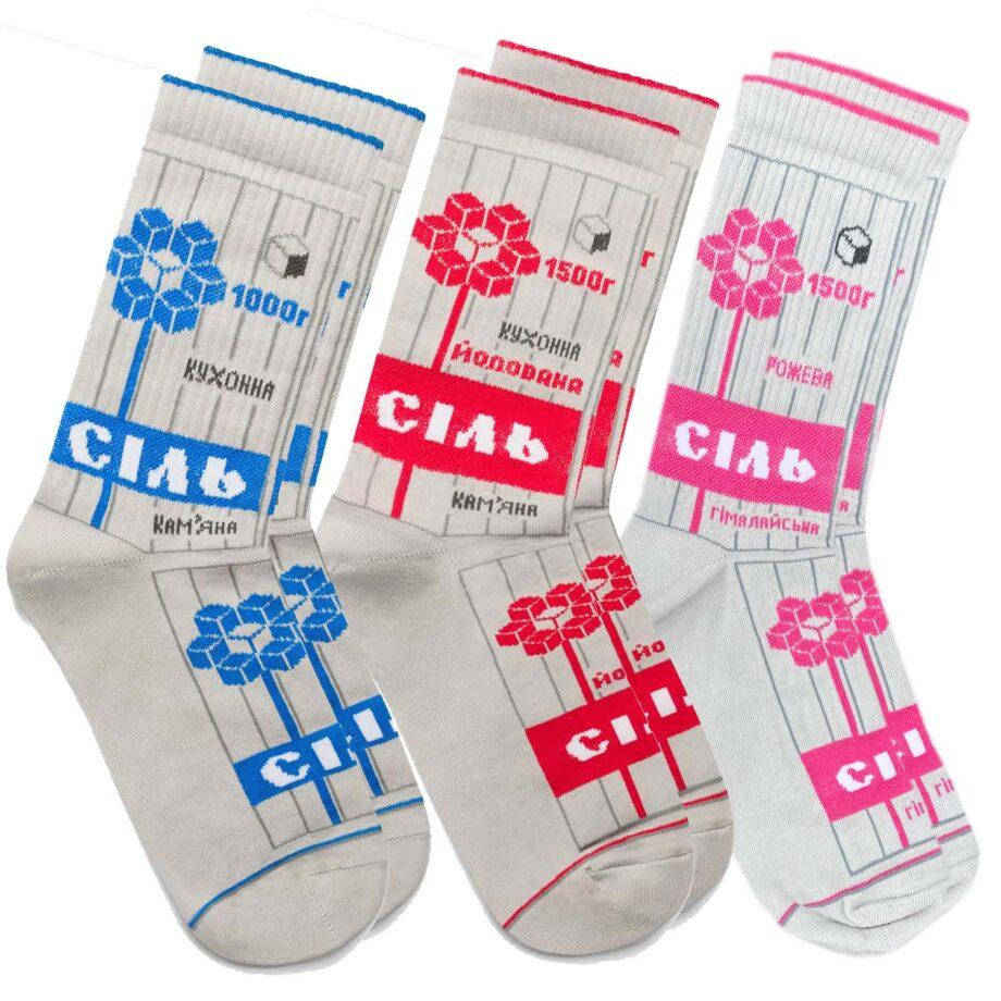 

Набор носков из высококачественного хлопка с оригинальными принтами “Сольовий”, Разные цвета