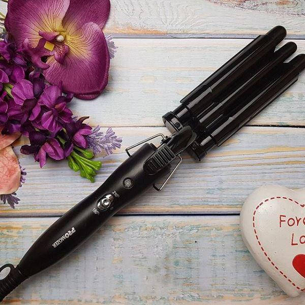 

Тройная плойка для волос локоны щипцы для завивки кудрей Pro Mozer Ceramic nano titanium MZ 6621 MND