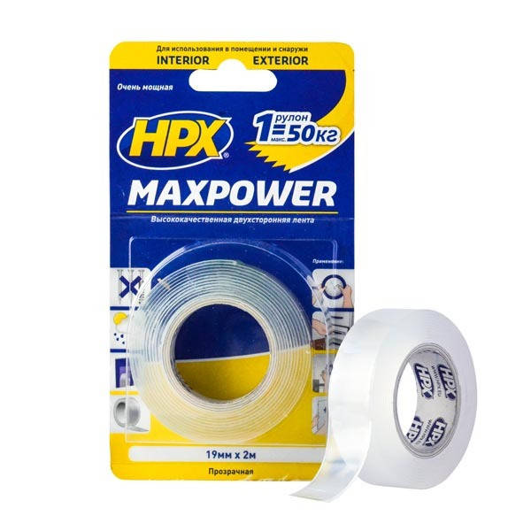 

Двусторонний скотч HPX MAXPOWER 19мм х 5м