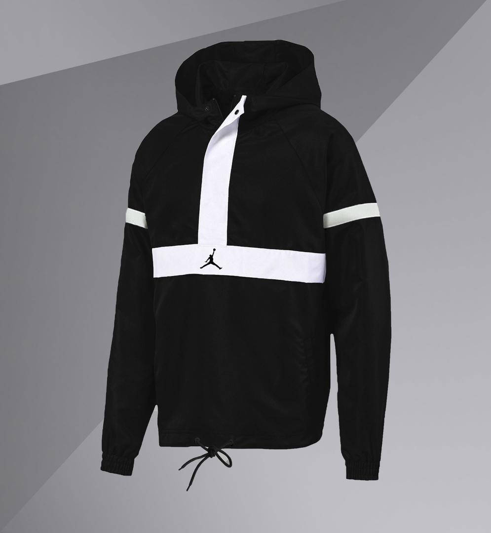

Черный анорак Jordan Colorblock | Мужская ветровка Джордан с белыми полосами L