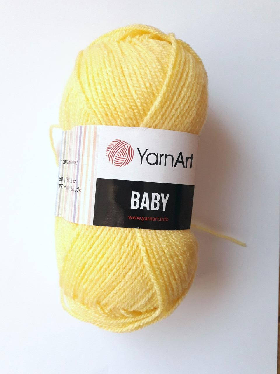 

Нитки для вязания, пряжа детская акриловая Baby YarnArt, 100% акрил 50 гр., 150 м, 315, пастельний жовтий, Желтый