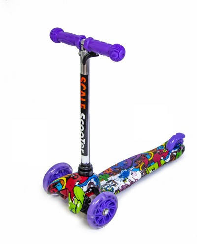 

Детский трехколесный самокат Scooter Micro Mini со светящимися колесами и рисунком, Graffity Violet, Фиолетовый