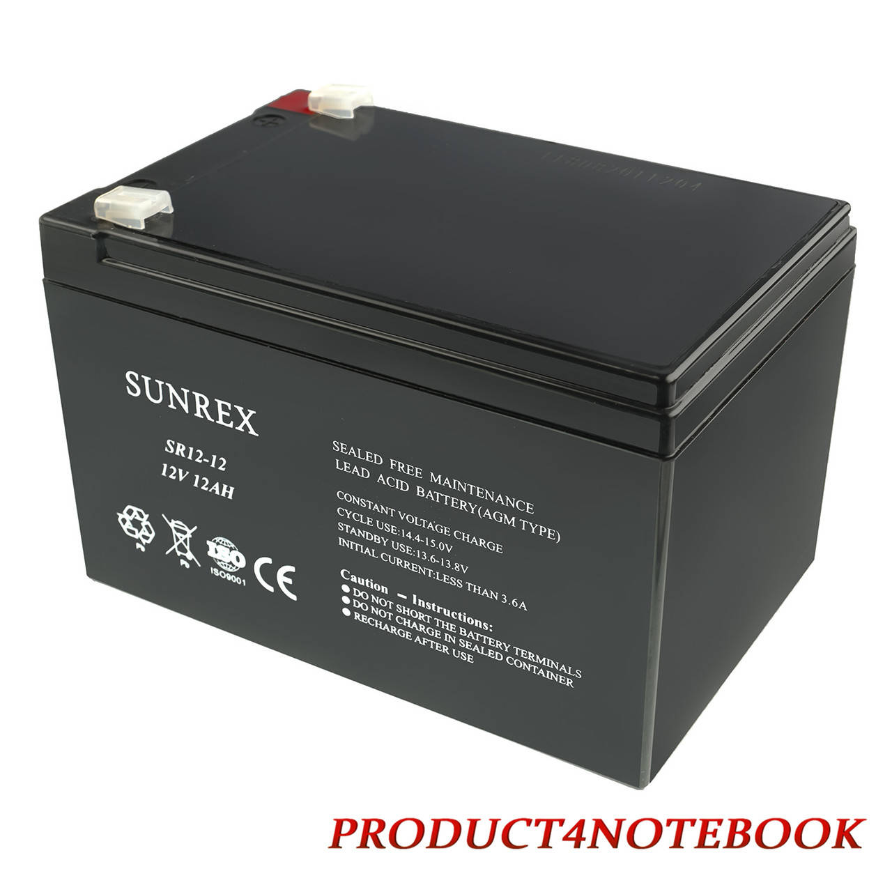 

Аккумуляторная батарея SUNREX SR12-12, Емкость: 12Ah, 12V, 3.38kg, размеры: 151х99х96мм (ИБП UPS)