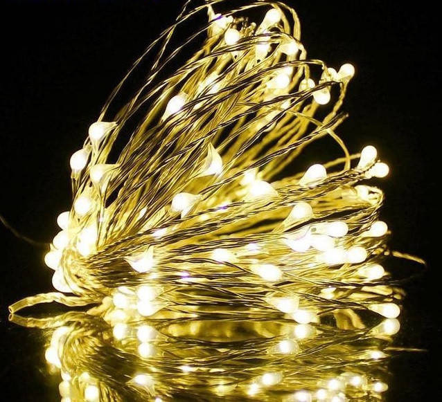 

Гирлянда нить "капля росы" 100led, длина 10 м, питание - батарейки АА 3шт.