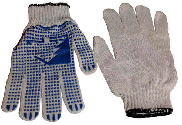 

Перчатки ТМ A-tex вязан.с ПВХ-точкой -7класс(бел) (10пар/уп)