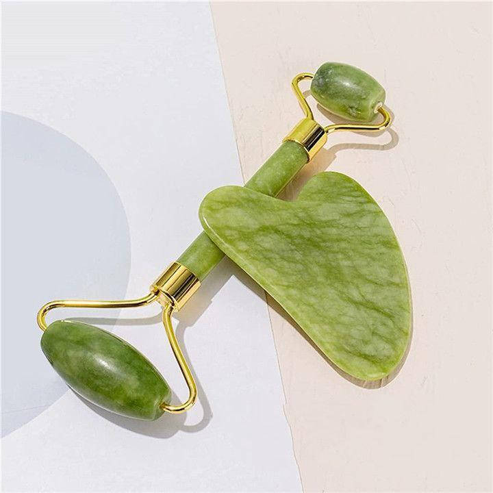 

Нефритовый ролик со скребком гуаш , натуральный нефритовый массажер для тела и лица , ролик+гуаша нефритовый