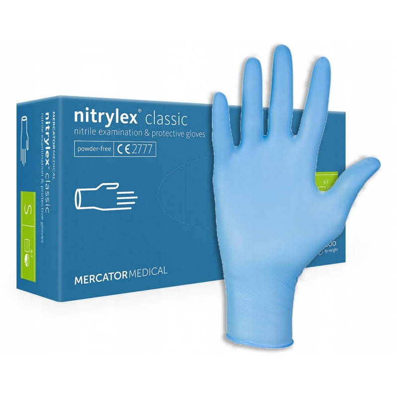 

Перчатки нитриловые „Nitrylex classic“ , размер М (Mercator Medical S.A.), Голубой
