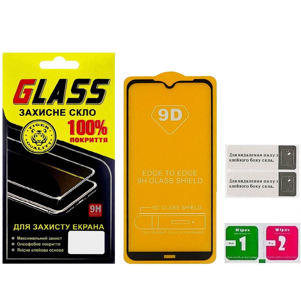 

Защитное стекло на весь экран для Xiaomi Redmi Note 8T (Чёрная рамка, Full Glue), Черный