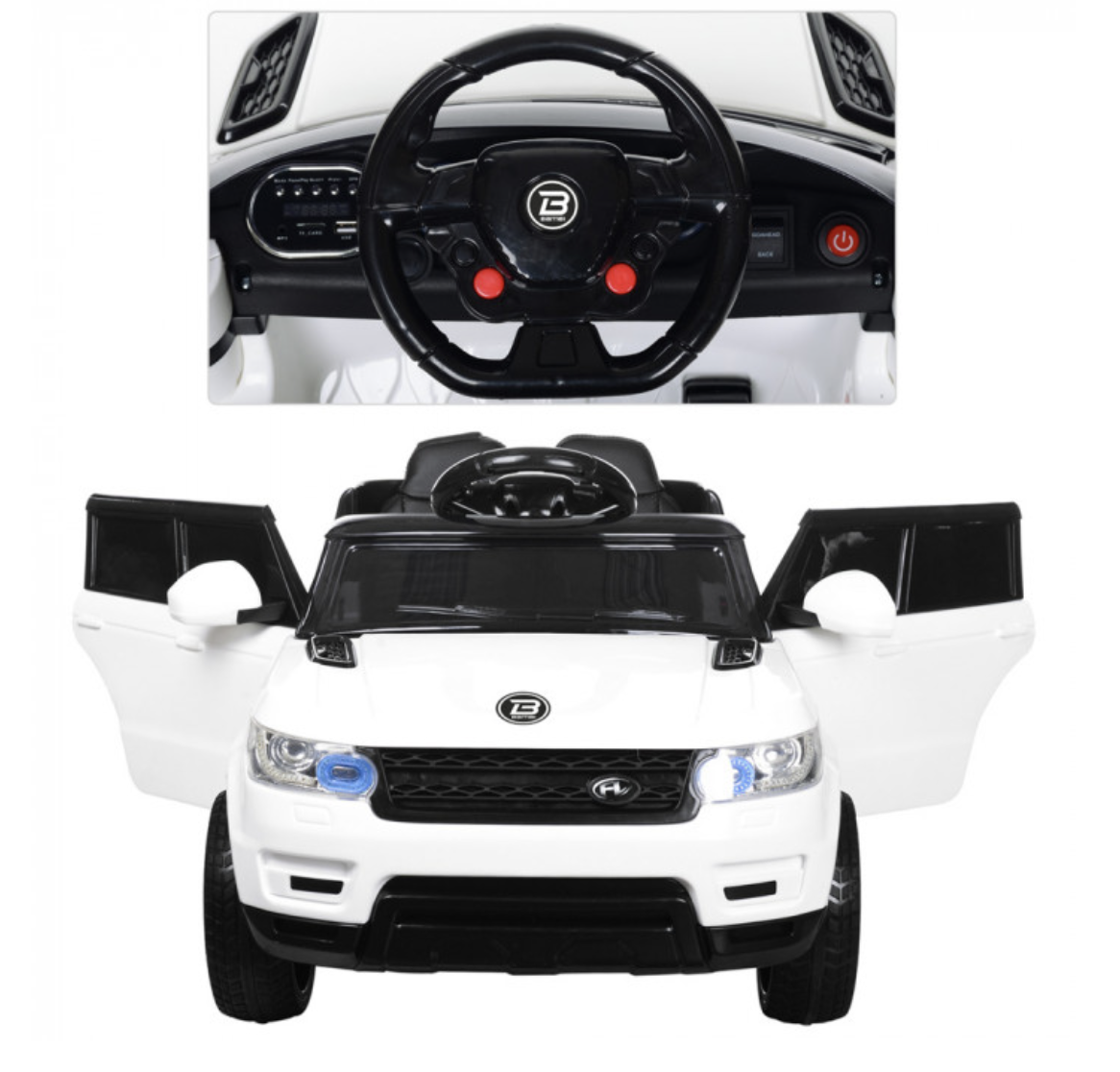 

Детский электромобиль Джип Белый Ленд Ровер «Land Rover» Двух местный электромашина с пультом Двух местная