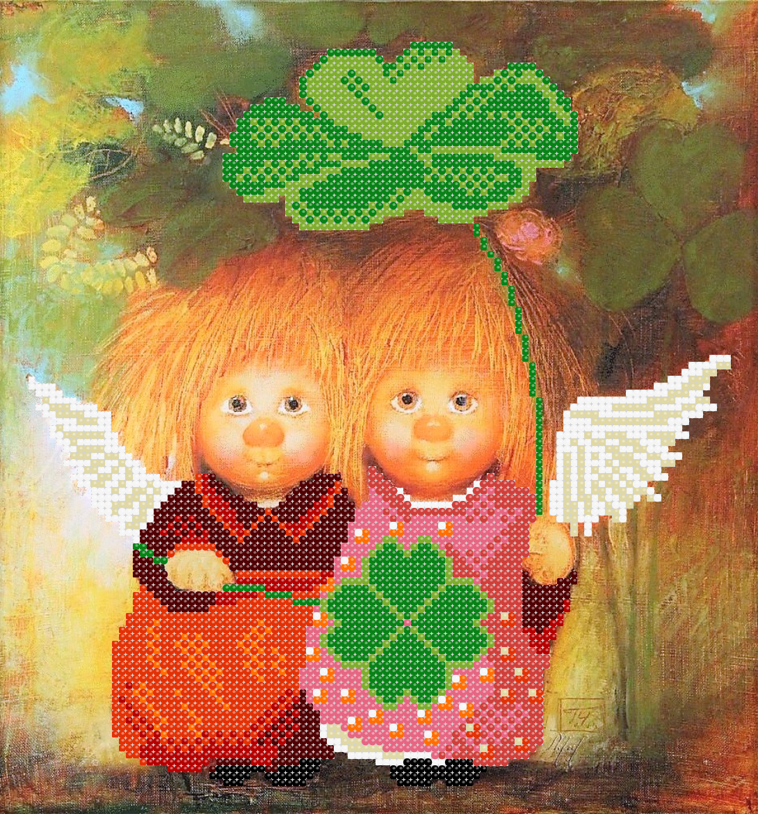 

Схема вышивки для бисера Ангелы Счастье и Удача