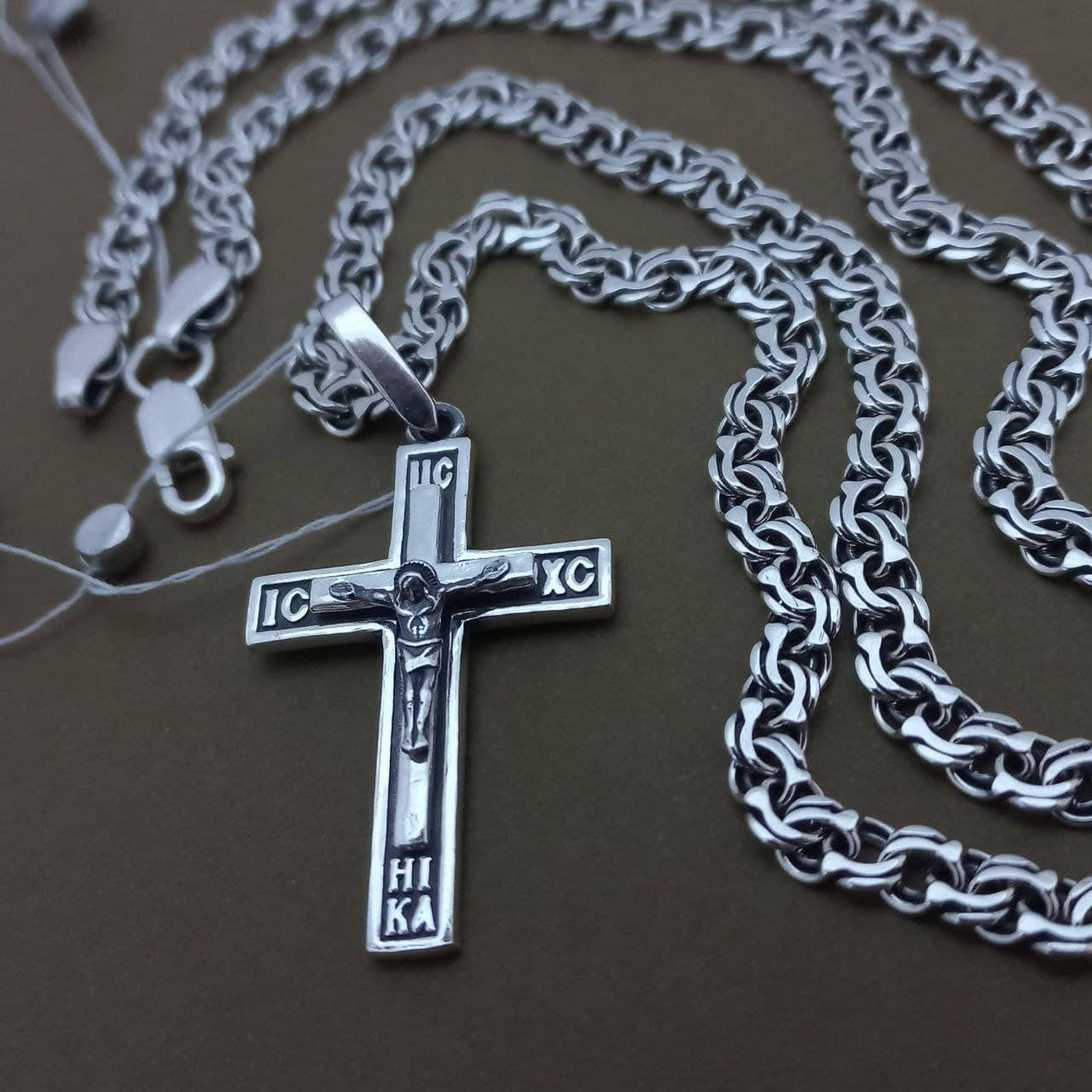 

Серебряная цепочка и крестик Серебро 925 пробы