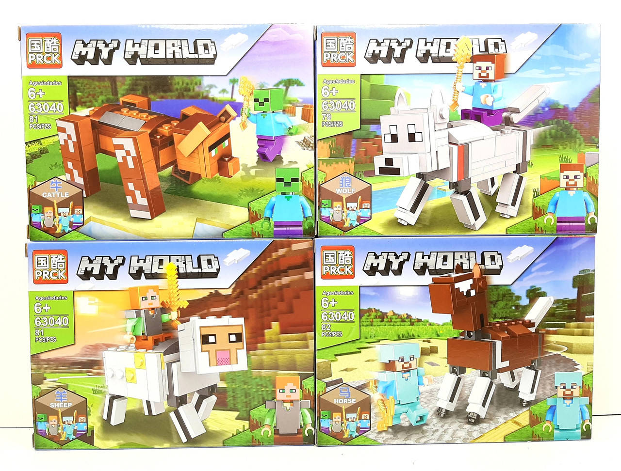 

Конструктор 63040 PRCK "MY WORLD" Майнкрафт , Герои на животных 79-82 дет.