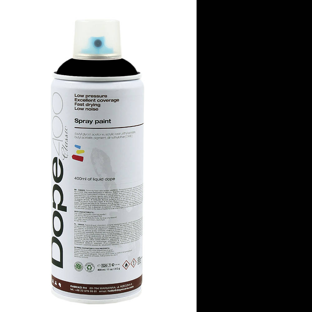 

Аэрозольная краска Dope D-300 Black 400 мл, Черный