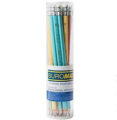 

Карандаш Buromax графитовый PASTEL HB, ассорти, с резинкой (BM.8526-20)