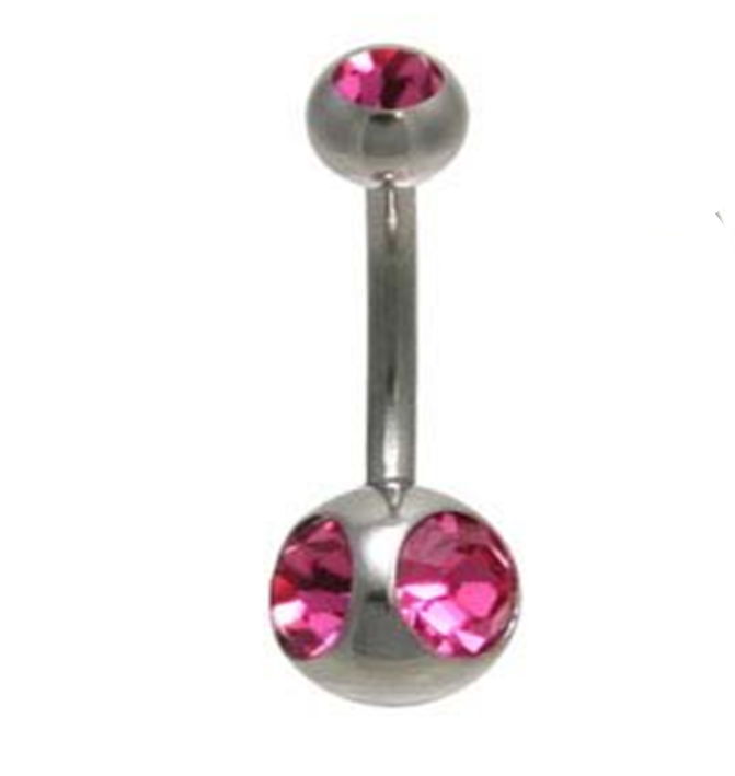 

Серьга в пупок банан 3 камня