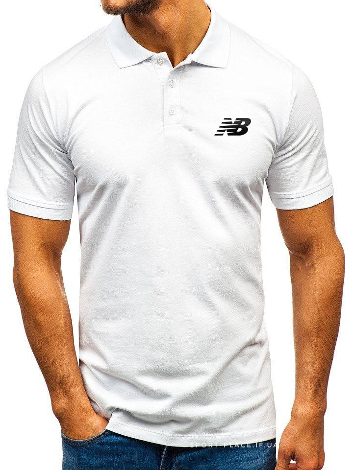 

Мужская футболка поло New Balance (Нью Беласн) белая (маленькая эмблема) хлопок XL, 52