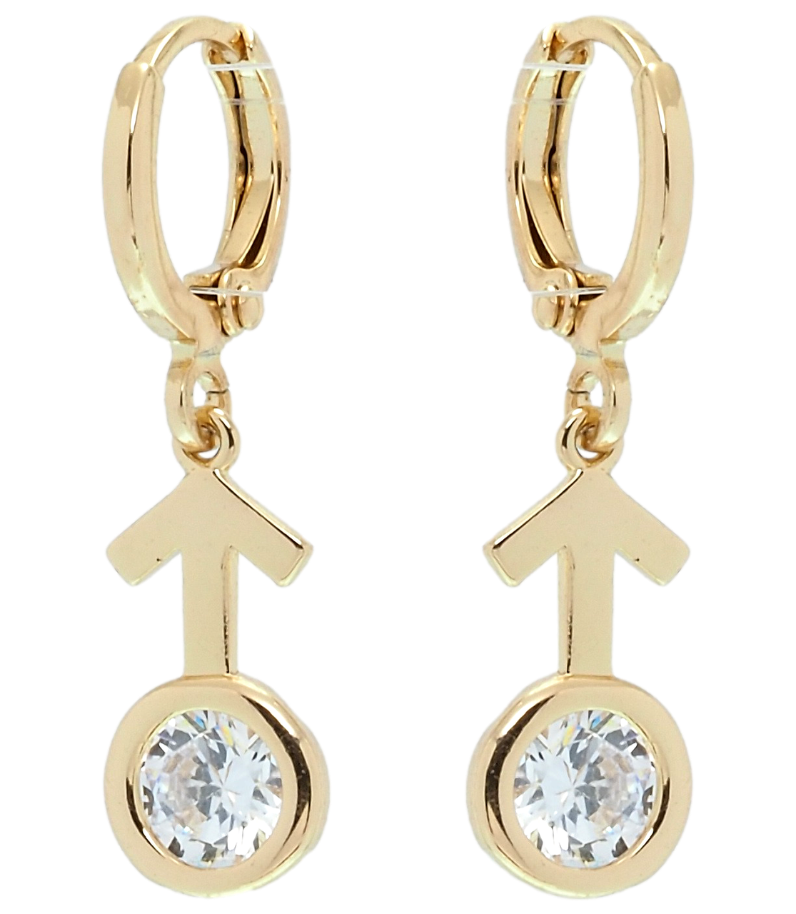 

Серьги Xuping Позолота 18K подвески на колечках "Знак Марса с фианитами"
