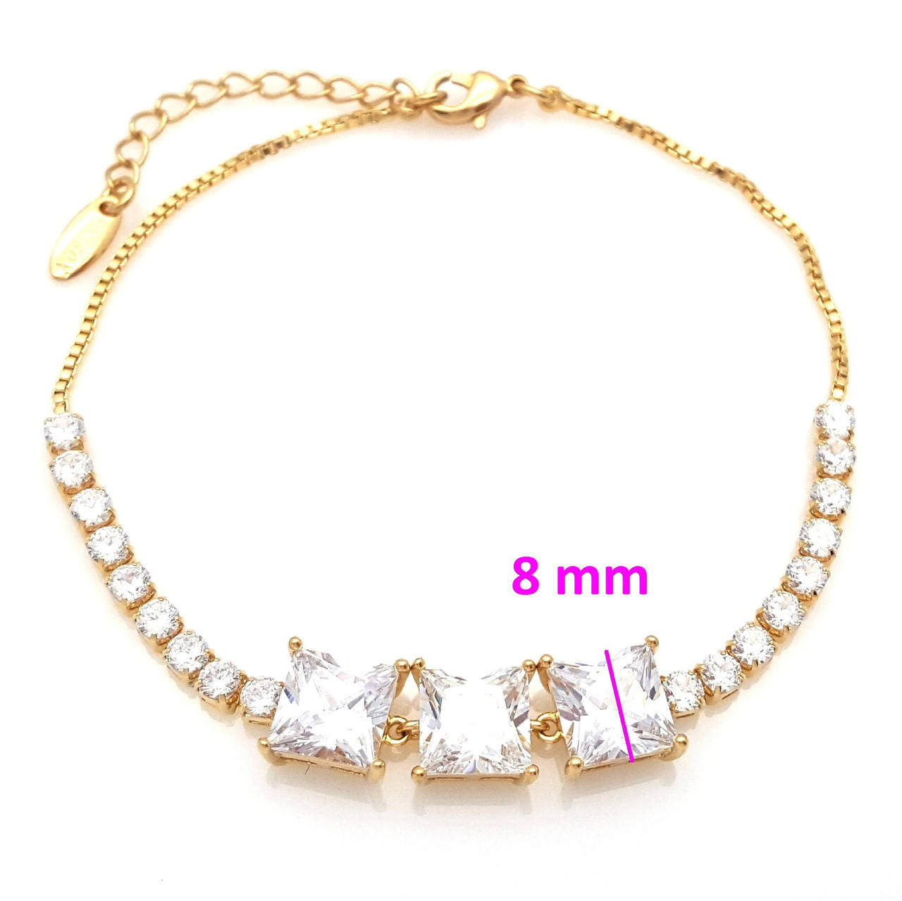 

Браслет Дорожка, Три кубических камня циркония, p. 17,5 р. 20,5, позолота, 18К