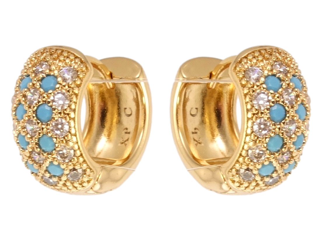 

Серьги Xuping Позолота 18K колечки "Инкрустация бело-голубым цирконием"