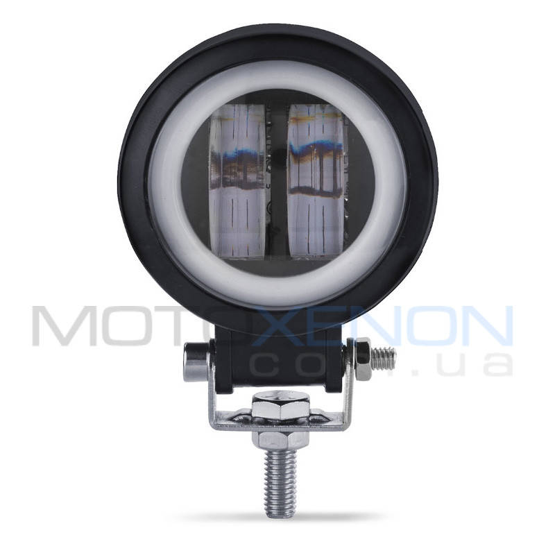 

Светодиодная LED лед фара 20W 1шт. (линза+ангельский глаз) круглая черная яркая