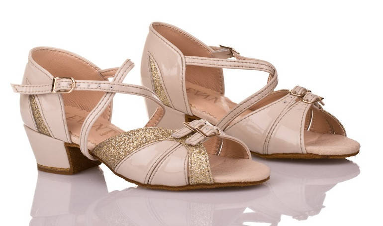 

Туфли для бальных танцев "Татьяна" Бежевый Лак+ Парча Золото