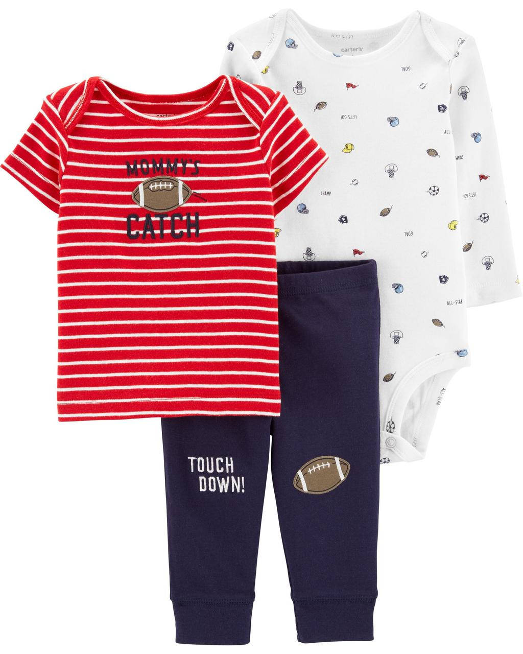 

Футболка + Боди + Штаны Carters для мальчика 18 месяцев 76-81 см. Костюм тройка