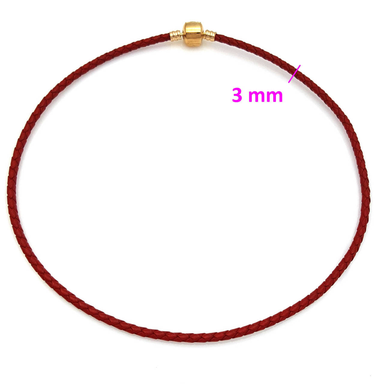 

Красный шнурок под плетенную кожу, р.43, позолота Xuping 18К