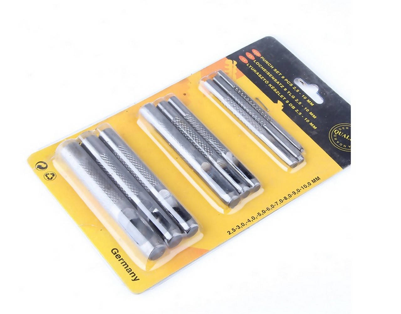 

Набор пробойников просечек круглых 2.5mm 3mm 4mm 5mm 6mm 7mm 8mm 9mm 10mm