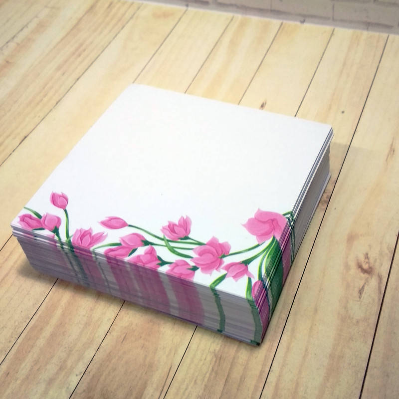 

Бумага для заметок 90*90мм несклеенная 250 листов, Тюльпаны