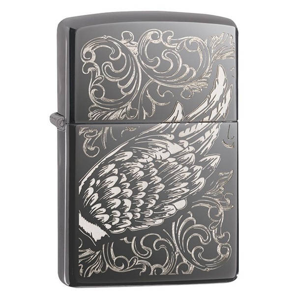 

Зажигалка бензиновая Zippo Filigree Flame and Wing Design Черная (29881), Черный