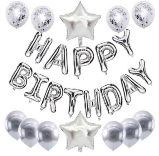 

Набор из шаров с гирляндой HAPPY BIRTHDAY | Серебряная звезда, Серебристый