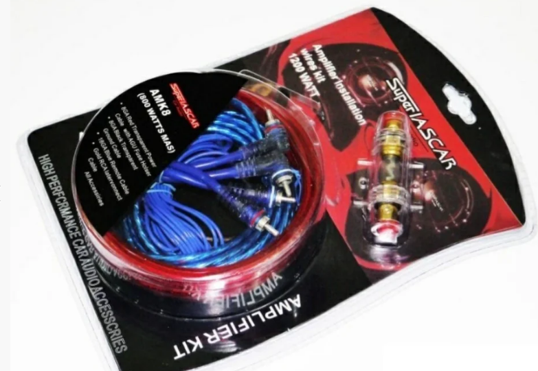 

Набор проводов SuperLascar 1200W AMK-8,кабель для усилителя сабвуфера
