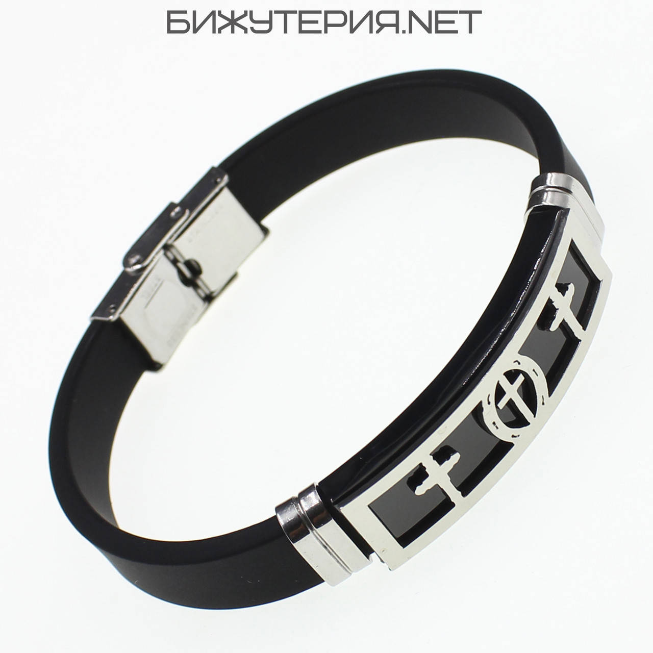 

Мужской браслет Stainless Steel с металлической вставкой - 1059091052