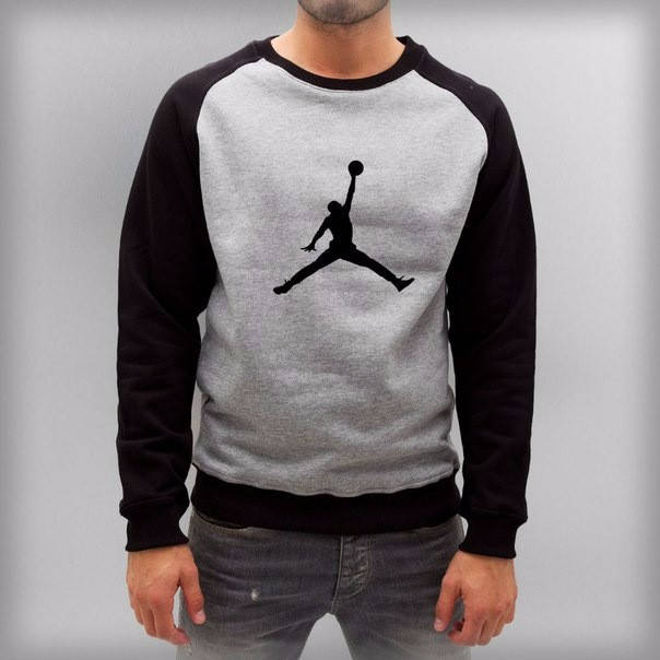 

Мужской спортивный свитшот Jordan (Джордан), серо-черный