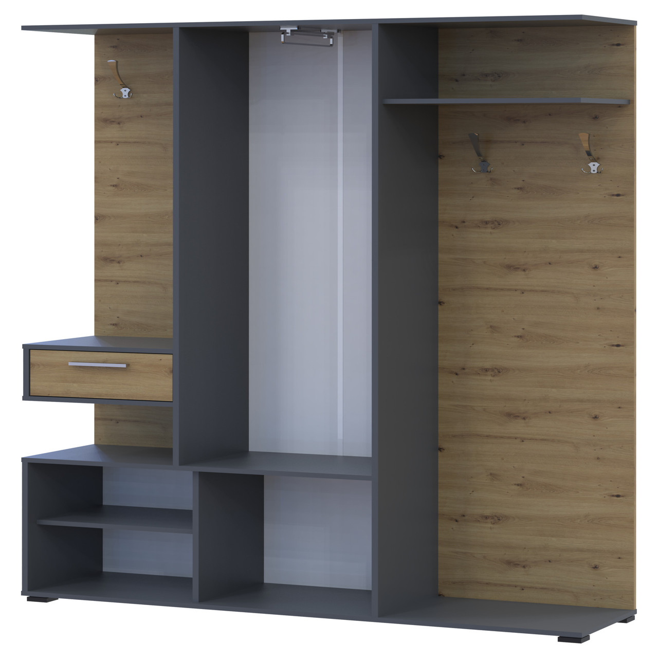 Передпокій Doros Фінч Графит / Дуб Артизан 145х37х202 (44900220) 4