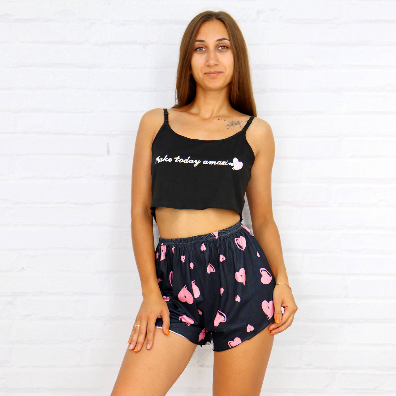 

Модная Пижама топ с шортами Amazing, Черный, 2XL