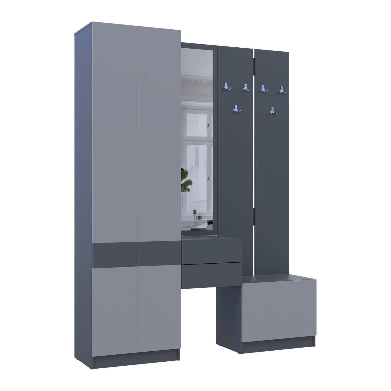 Передпокій Doros Сола Графіт/Сірий ДСП / дзеркало 165х40х215 (42005146) 6