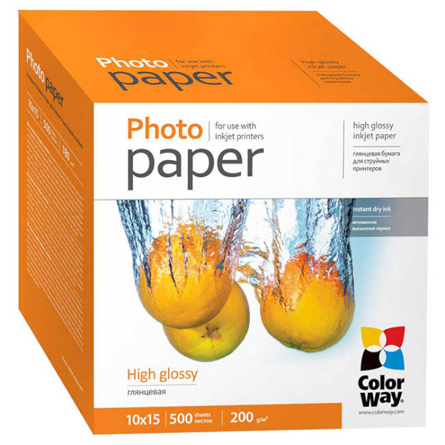 

Фотобумага ColorWay глянцевая 200г/м, 10x15 500л (PG2005004R)