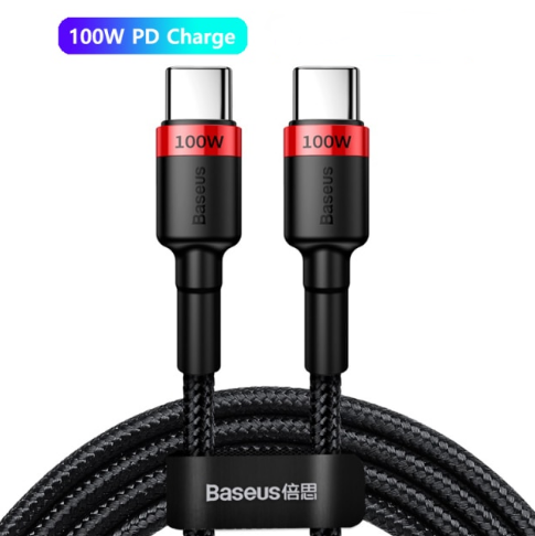 

Оригинальный кабель Baseus USB Type-C - Type-C PD Q.C 4 100W 5A Цвет Чёрный 2 метра Быстрая зарядка, Черный