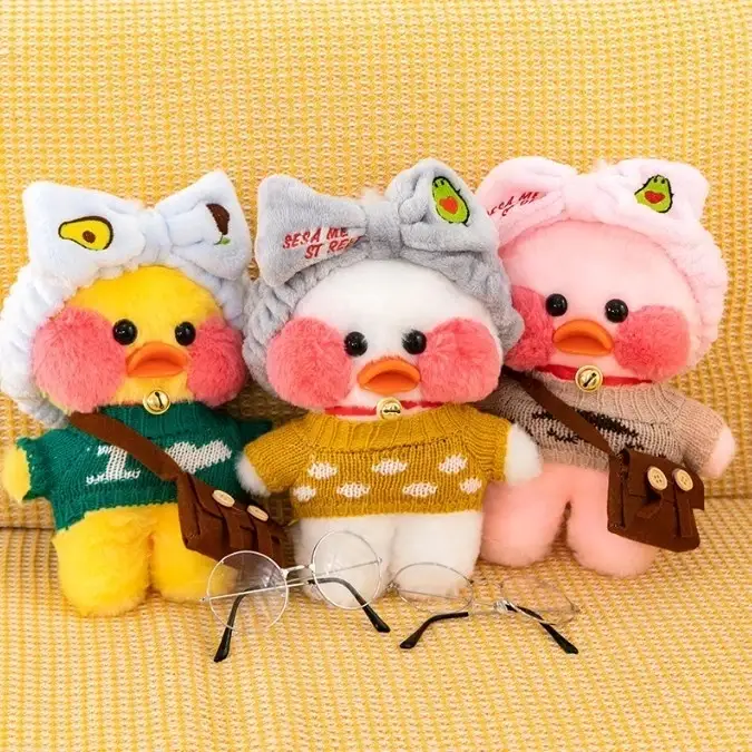 

Утка Лалафанфан, Lalafanfan duck мягкая игрушка с одеждой b