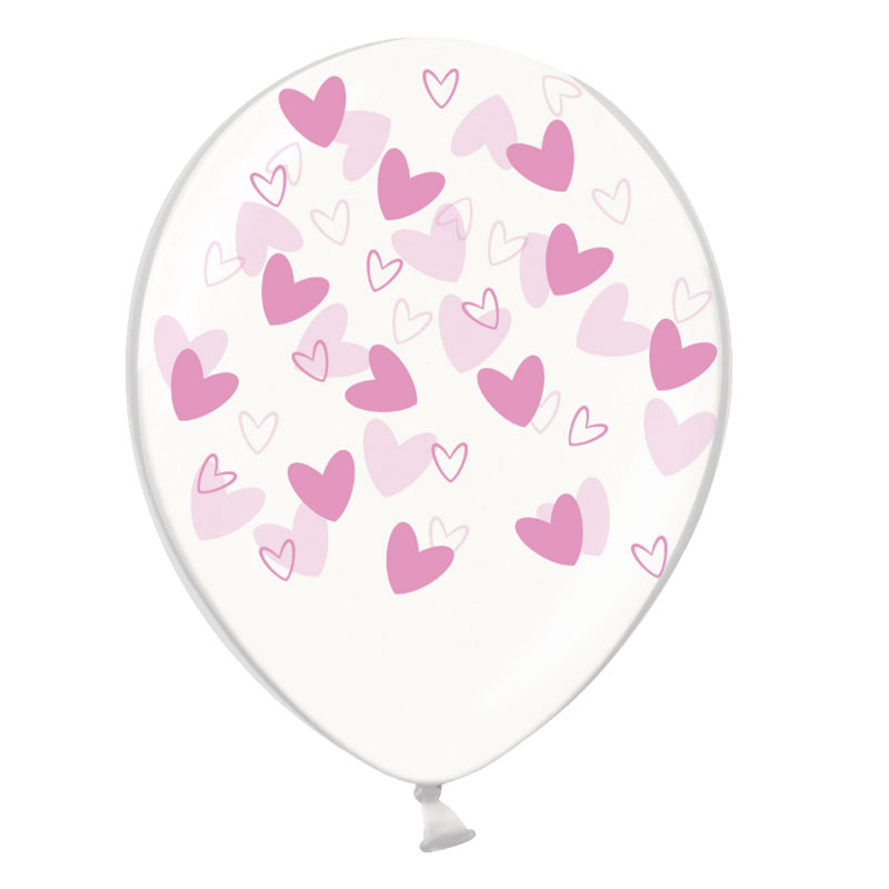

Латексный шарик BELBAL 12"(30 см) Сердечки кривульки розовые на прозрачном, Персиковый