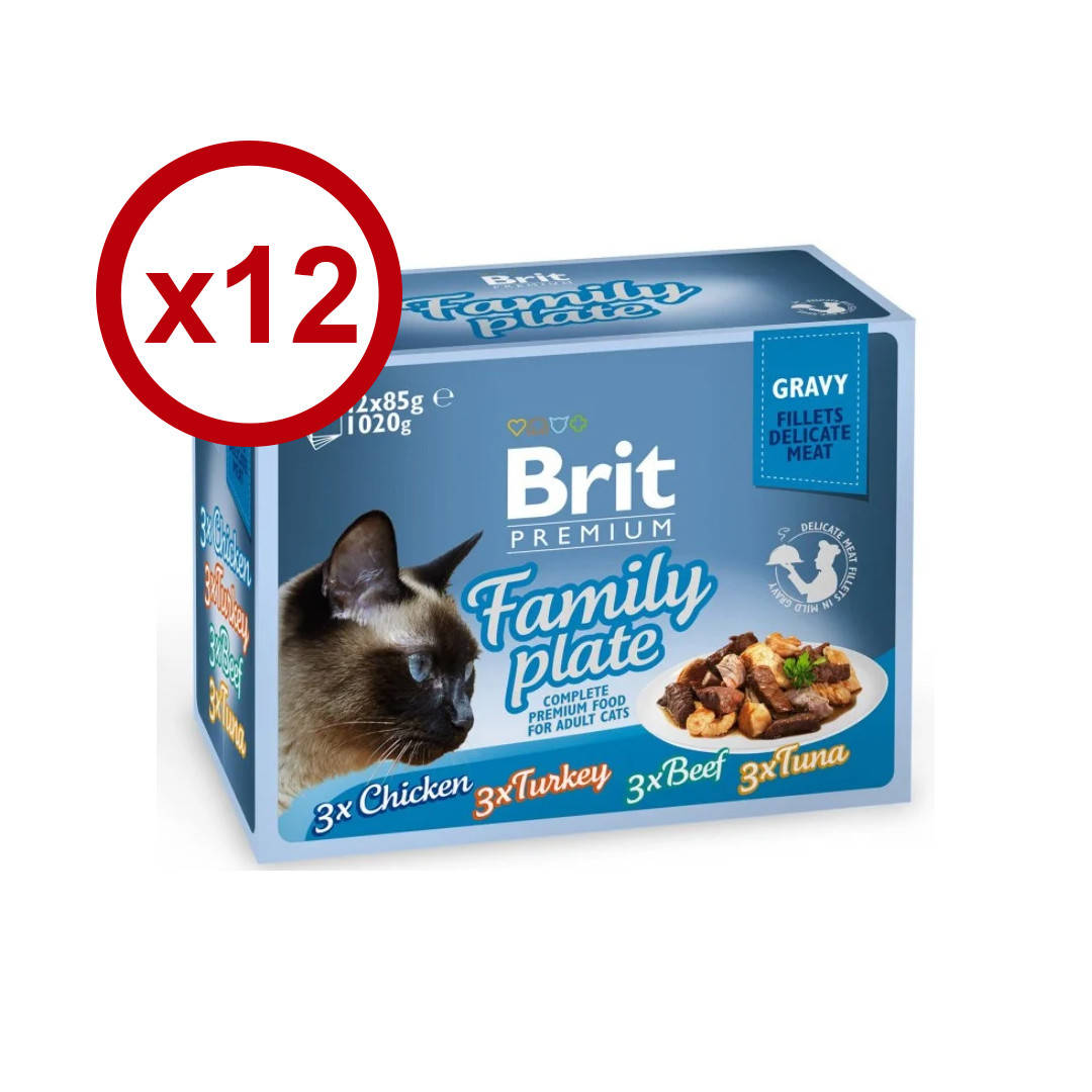 

Brit Premium Family Plate 85г *12шт паучи семейная тарелка ассорти 4 вкуса для кошек