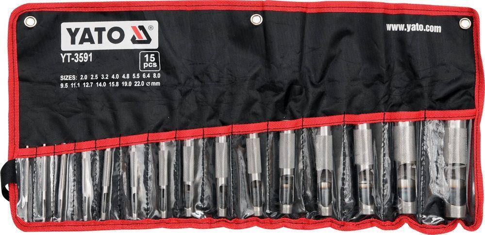 

Набор пробойников для кожи 2-22 мм 15 предметов YATO YT-3591