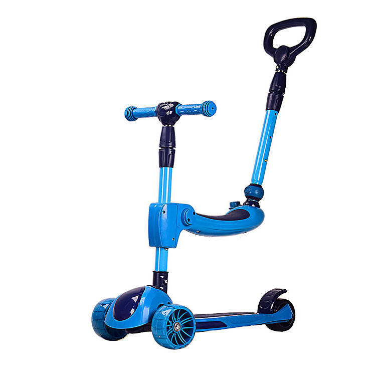 

Самокат детский Bambi 3-х колесный HS2011 RL7T с родительской ручкой светящиеся колеса PU Синий Самокат