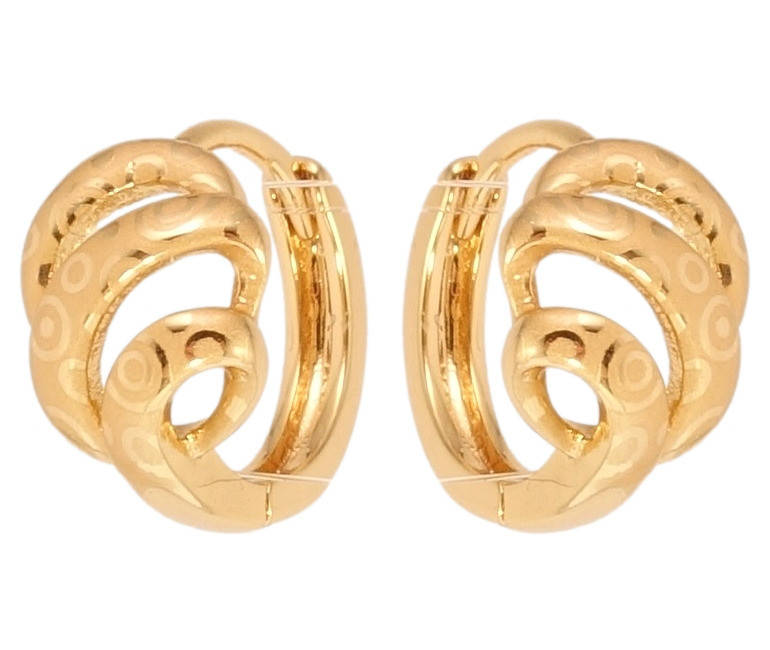 

Серьги Xuping Позолота 18K колечки "Завитки с узором напылением"