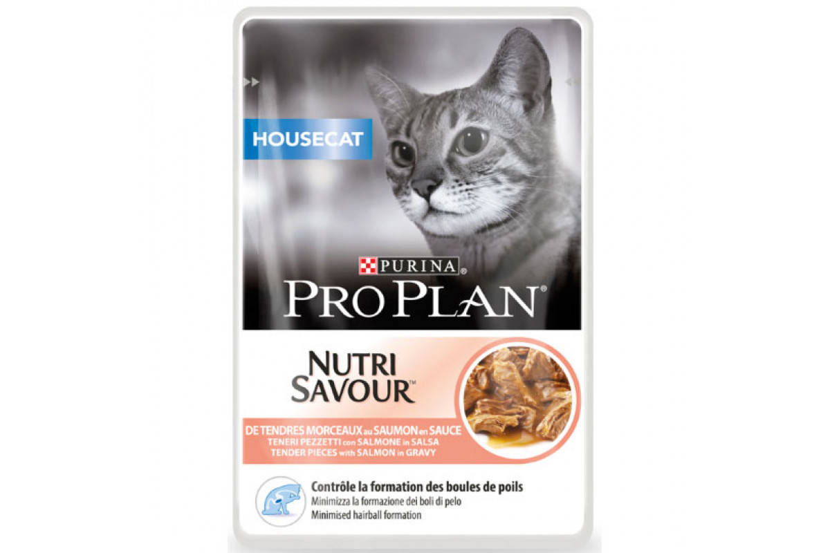 

Влажный корм для кошек Purina Pro Plan Cat Nutrisavour Housecat с лососем, 85 г.