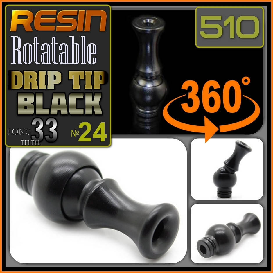 

№ 24 Drip Tip 3D 510. Black. Дрип тип 510 поворотный.